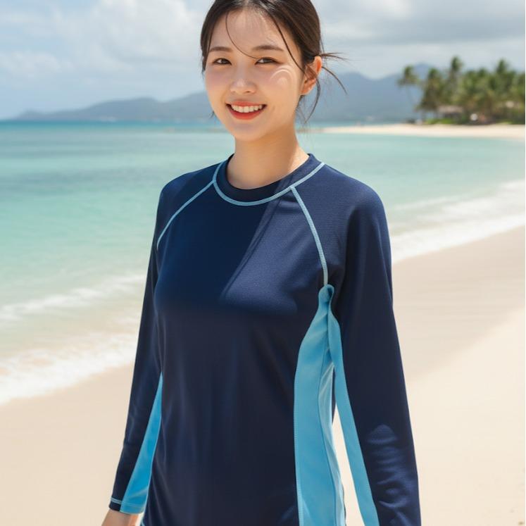 Women's Attarco Collections Swiming Plain RASH GUARD Longsleeve (#7)