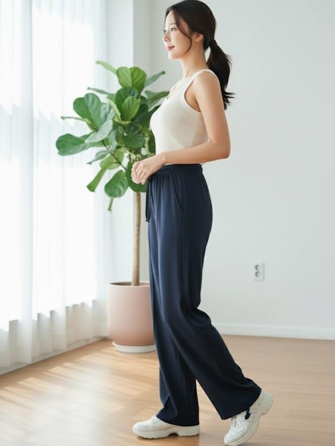 FPD51008B Women's Classic Ferry Pure Cotton Pants Plain BLACK Color