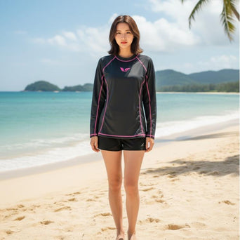 Women's Attarco Simple Design Collections Swiming RASH GUARD Longsleeve (#6)