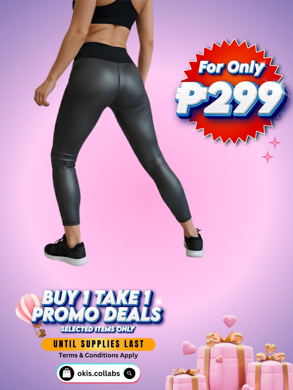 [BUY 1 TAKE 1 FREE] Women's Cotton Sports Wear Leggings- Leather Type