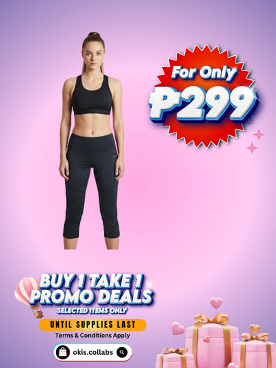 [BUY 1 GET 1 FREE} Women's Cotton Capri Leggings Plain Black