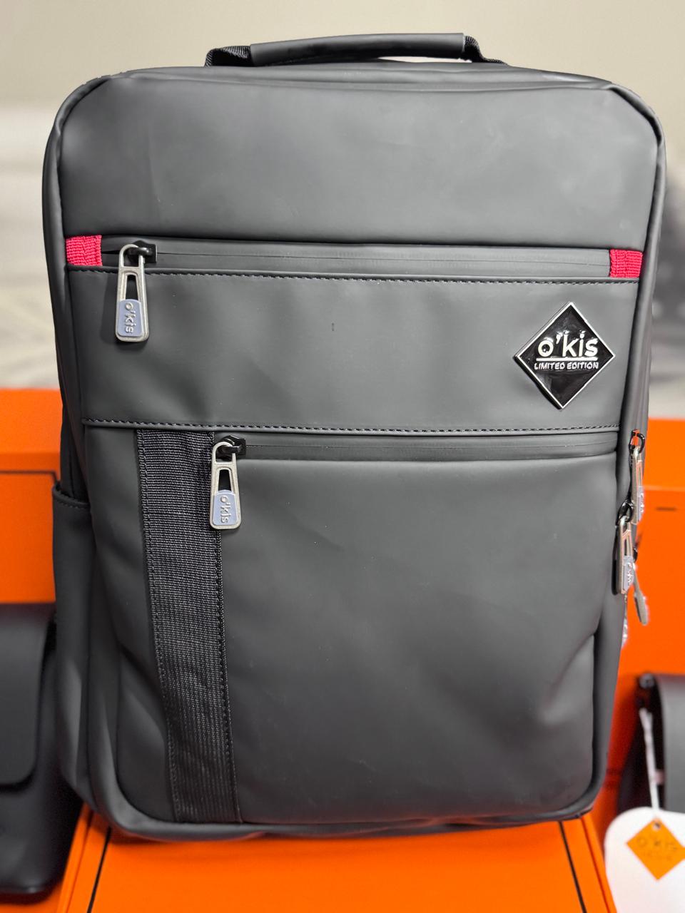 HESHE Okis Bags Collection 320*140*430 Travel Leather Bag Pack Black (OK306688)