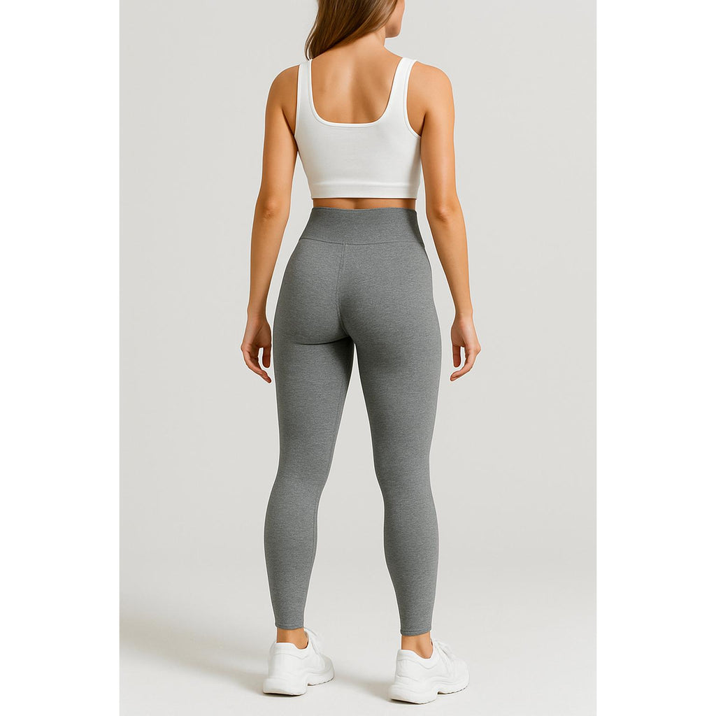 High-Waisted Ribbed Seamless Leggings – Heather Gray