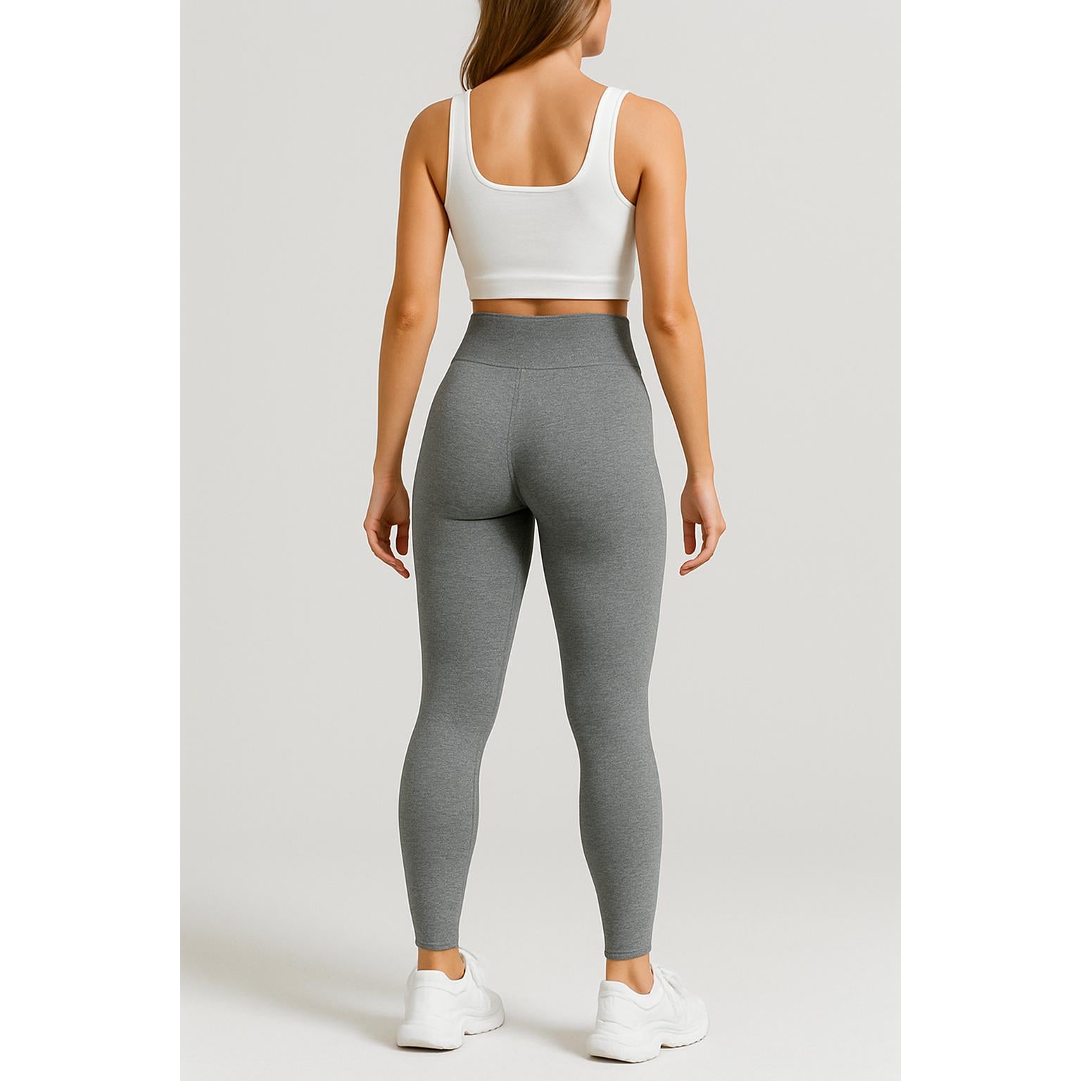 High-Waisted Ribbed Seamless Leggings – Heather Gray