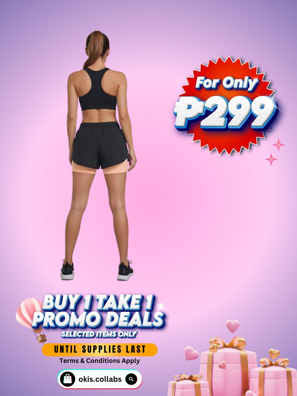 [BUY 1 TAKE 1 FREE] Women's Cotton Sports Wear Athletic Running Shorts