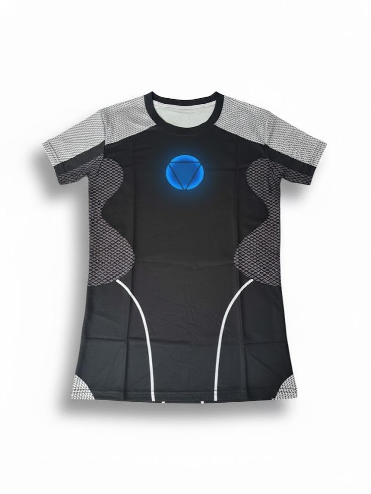 Male Teens Super Hero Inspired Printed Design Rasg Guard T-shirt for Swimming