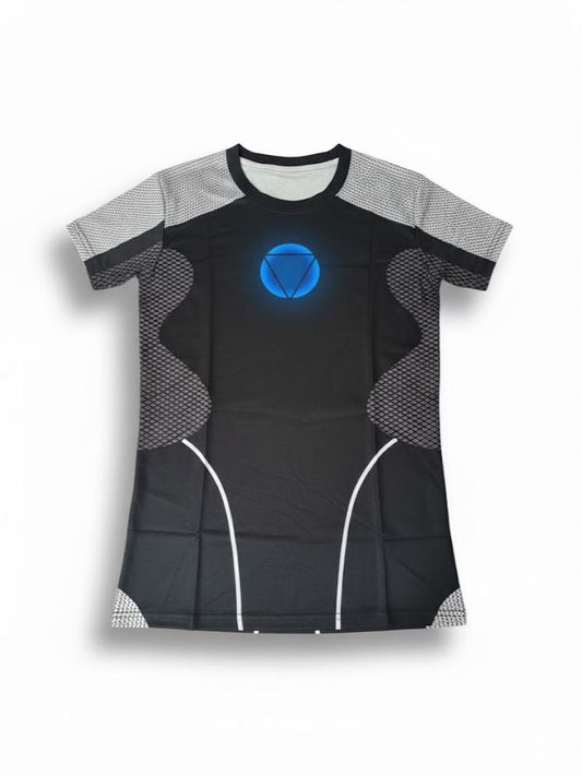 Male Teens Super Hero Inspired Printed Design Rasg Guard T-shirt for Swimming