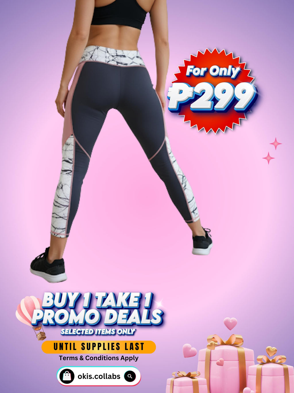 [BUY 1 TAKE 1 FREE] Women's Cotton Sports Wear Leggings Printed Design