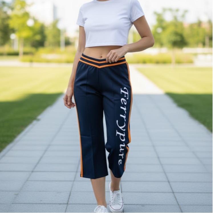FPB0708-7 Women's Classic Cotton Capri Pants with Orange Lining