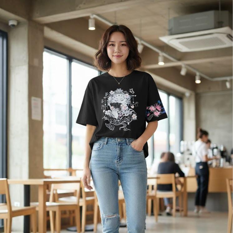 W24-20020 Women's Cotton Top in Crew Neck Fashionable Tee Shirt