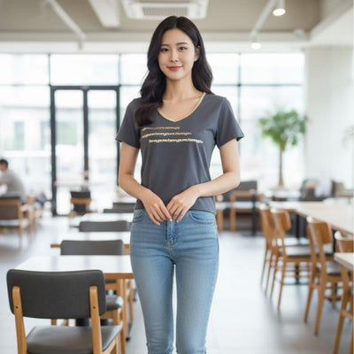 FP65009A Women's Classic Cotton Tee Shirt with V-NECK Short Sleeve Casual Top