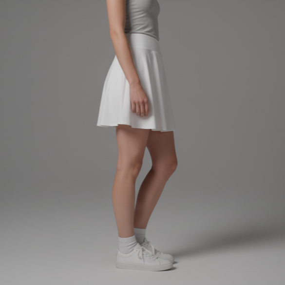 Summer Beach Skirt in Plain above the Knee White Color