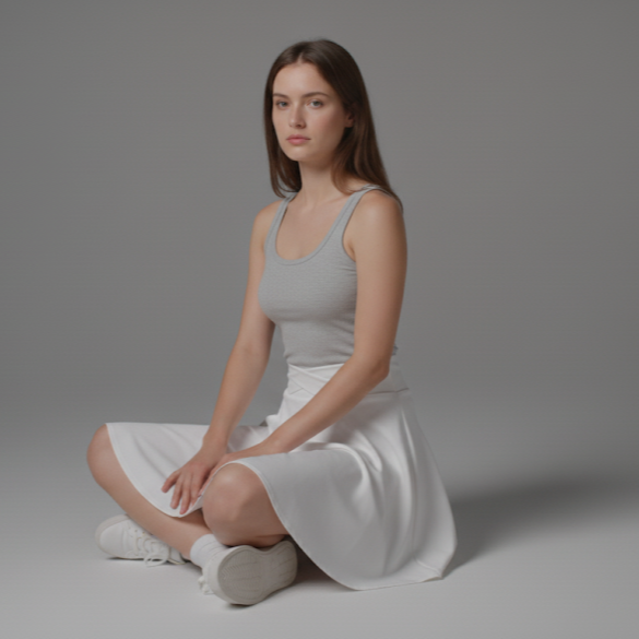 Summer Beach Skirt in Plain above the Knee White Color