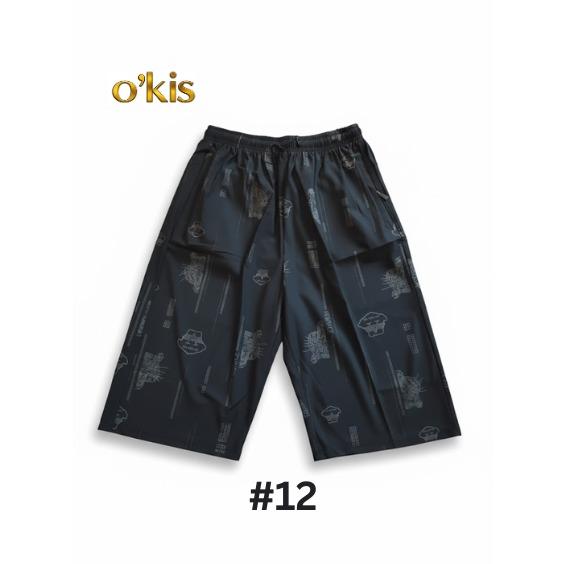 O'KIS Dryfit Sports Short - Garterized Free Size for Sports & Fashion Activities, Black Printed Design, Dryfit Technology, Versatile & Functional