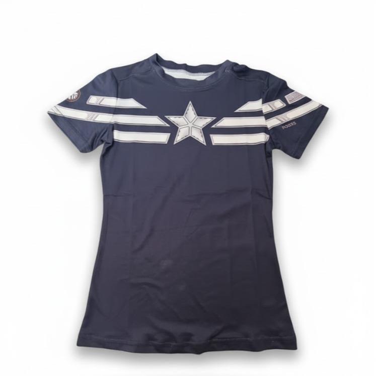 Female Superhero Printed Design Rasg Guard T-shirt for Swimming