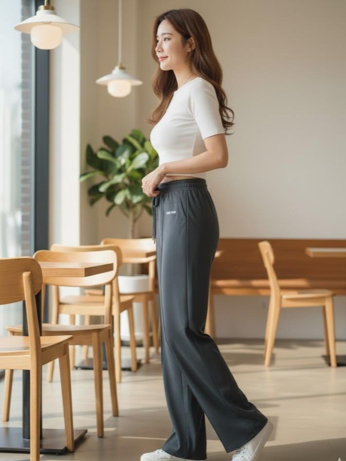 FPS1050 Women's Classic Ferry Pure Cotton Pants in Plain Dark Gray Color