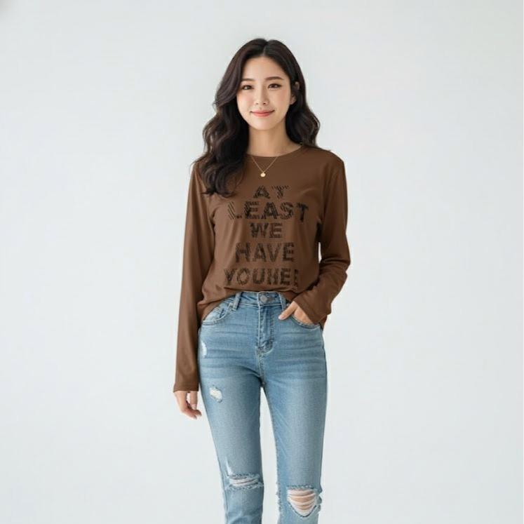 AT LEAST Women's Printed Design Long sleeves for High Fashion Wear