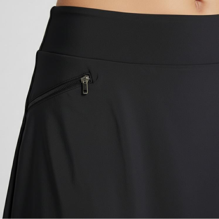 Plain Black Women's Golf Skirts Side Pockets High Waisted Stretchy Tennis Skirt with Short Athletic Casual (#29)