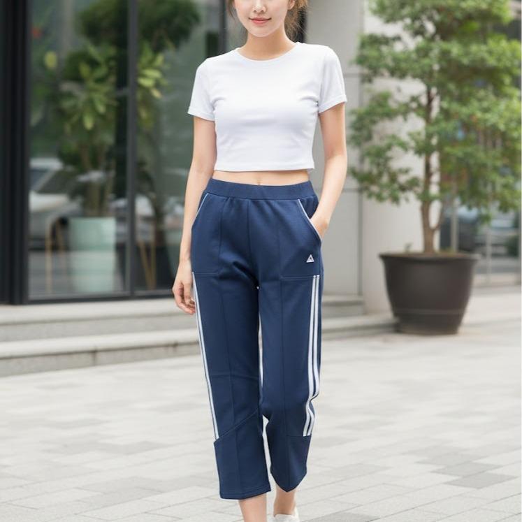 FP9178-7 Women's Classic Ferry Pure Cotton Capri Pants Dark Blue Color