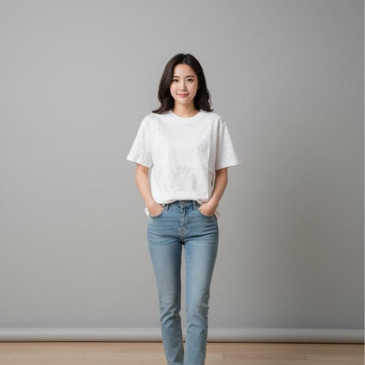 W24-20022 Women's Cotton Top in Crew Neck Fashionable Tee Shirt