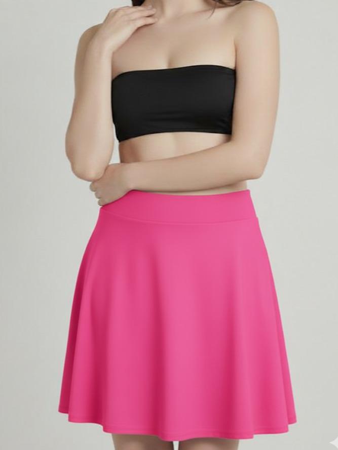Women's Plain Black Swim Skorts High Waist Tummy Control Modest Swim Skirt (#22)