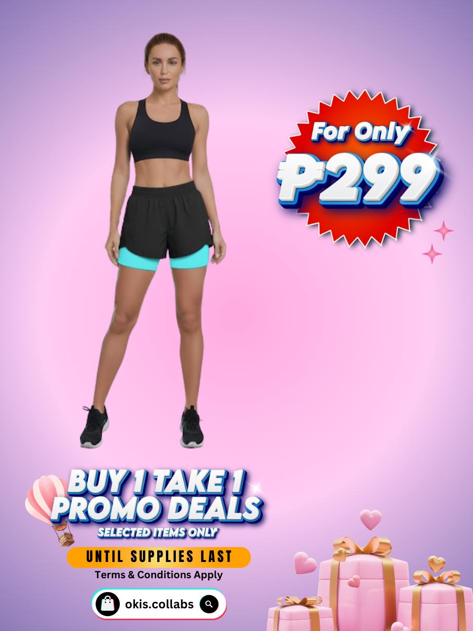 [BUY 1 TAKE 1 FREE] Women's Cotton Sports Wear Athletic Running Shorts