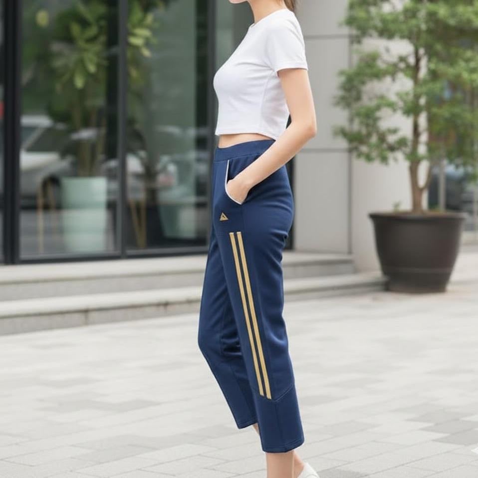 FP9178-7 Women's Classic Ferry Pure Cotton Capri Pants Dark Blue Color