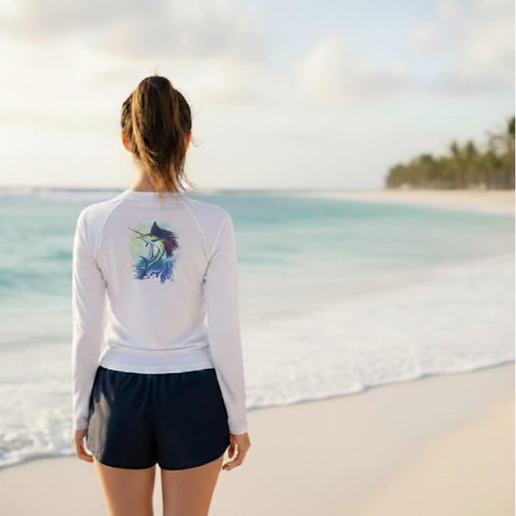 Men's/Women's Blue Design Swim Wear Longsleeve St. Thomas U.S V.I (#16B)