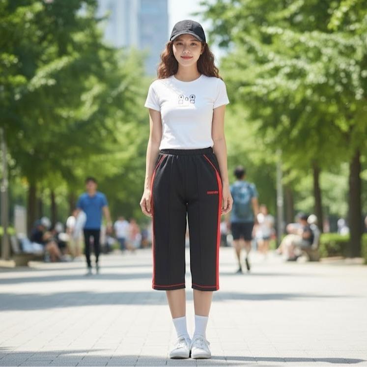 FP9214 Women's Classic Cotton Capri Pants with Blue Sides Lining