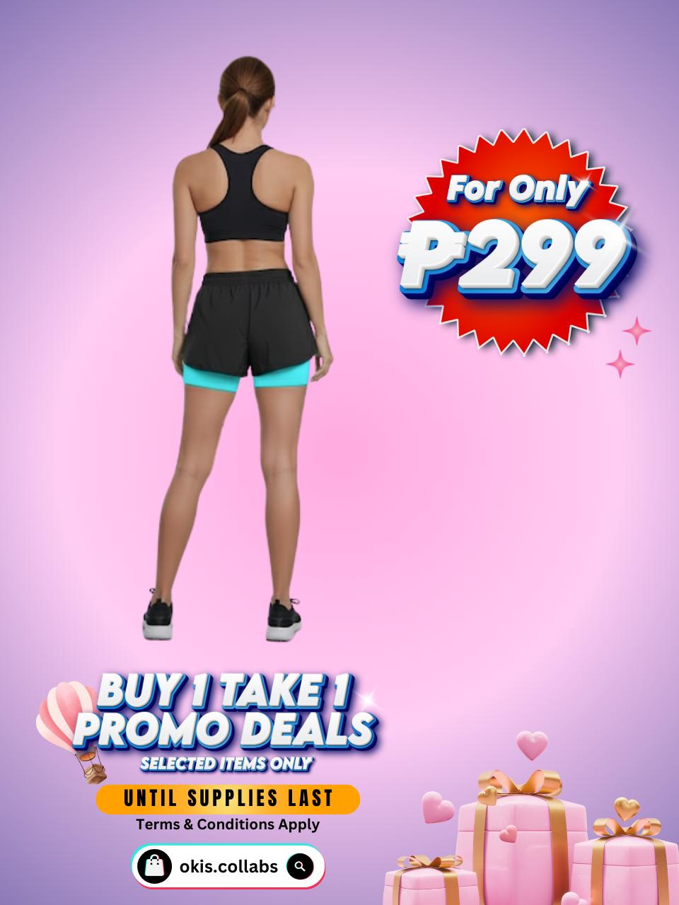 [BUY 1 TAKE 1 FREE] Women's Cotton Sports Wear Athletic Running Shorts