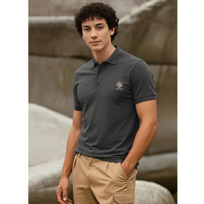 DESIGN Dry-fit Polo Shirt Men's Top Casual Korean Style (Short Sleeve with Logo Embraided)