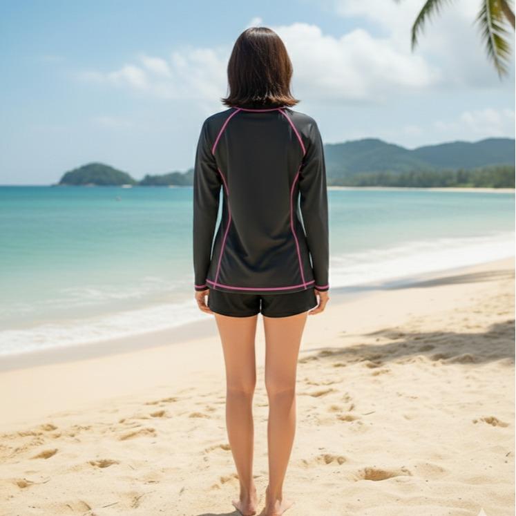 Women's Attarco Simple Design Collections Swiming RASH GUARD Longsleeve (#6)