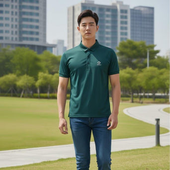 FASHION STYLE Assorted Logo Embraided Male Polo Shirt - Korean Dry-fit Casual Style Men's Top