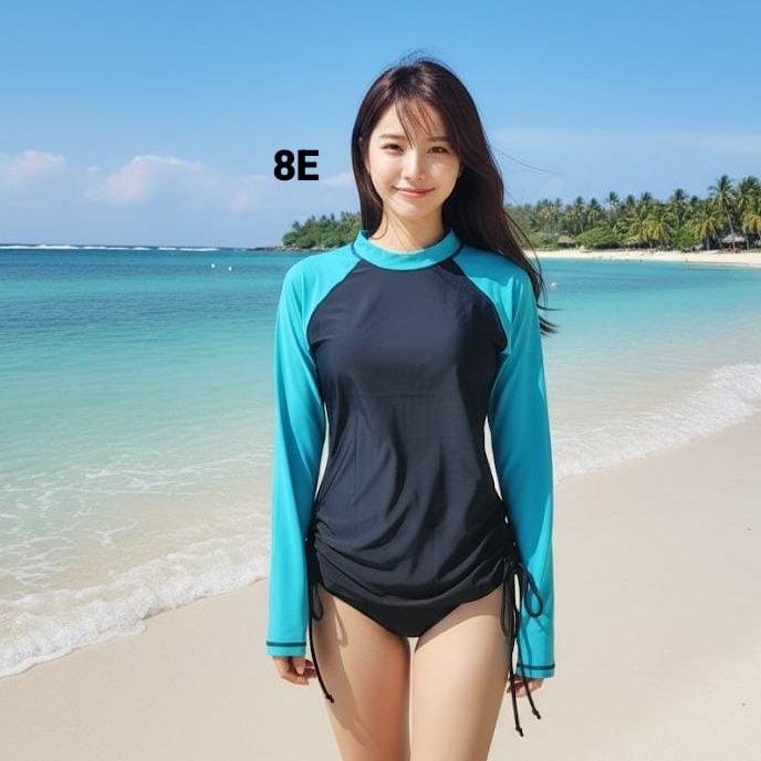 Women's Attarco Collections "CYAN COLOR" Swimming Assorted RASH GUARD Longsleeve (#8)