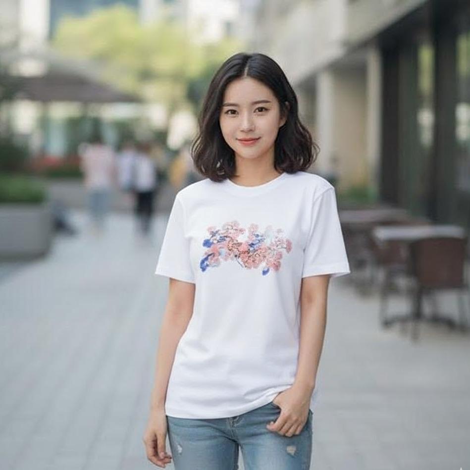 W24-20026 Women's Cotton Top in Crew Neck Fashionable Tee Shirt