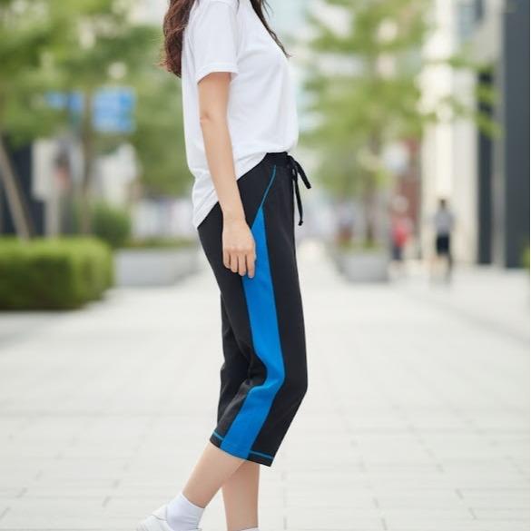 FP9214 Women's Classic Cotton Capri Pants with Blue Sides Lining