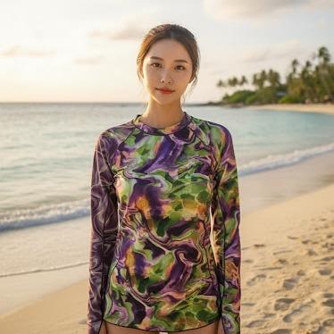 Women's Printed Collections Swimming RASH GUARD Longsleeve