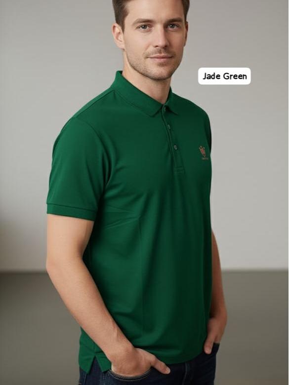 Italy Man Polo Shirt with Embraided Logo Detailing and Button Front Design