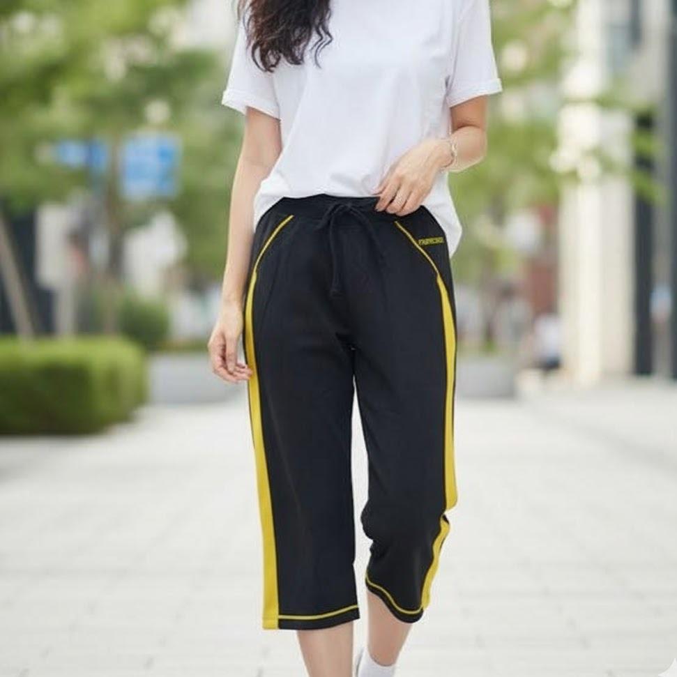 FP9214 Women's Classic Cotton Capri Pants with Blue Sides Lining