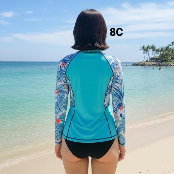 Women's Attarco Collections "CYAN COLOR" Swimming Assorted RASH GUARD Longsleeve (#8)