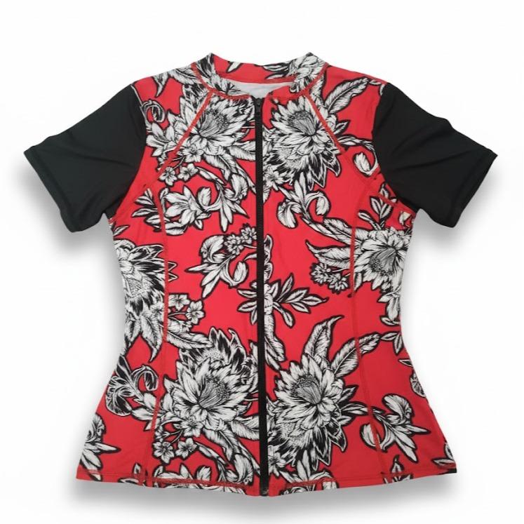 Female Kiddies Rash Guard Shirt with Zipper for Swimming