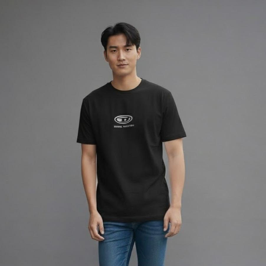 OKIS COLLABS Men's High Fashion T-shirt in White & Black Color for Stylish Outfits with Beads & Bling