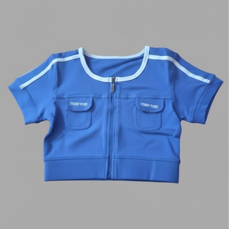 FP6235 Women's Classic Ferry Pure Cotton CROPPED TOP  with Zipper