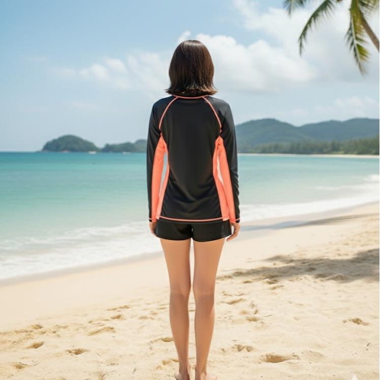 Women's Attarco Simple Design Collections Swiming RASH GUARD Longsleeve (#6)