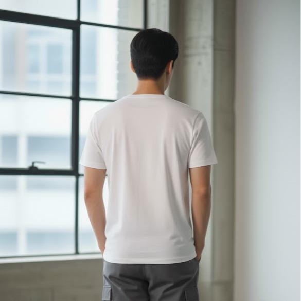 Men's High Fashion T-shirt in White & Black Color for Stylish Outfits with Beads & Bling