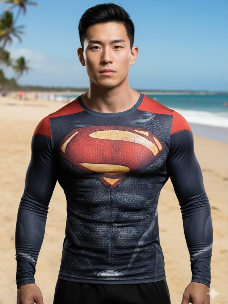 MENS Super Hero Inspired &  Printed Design Rash Guard T-shirt for Swimming