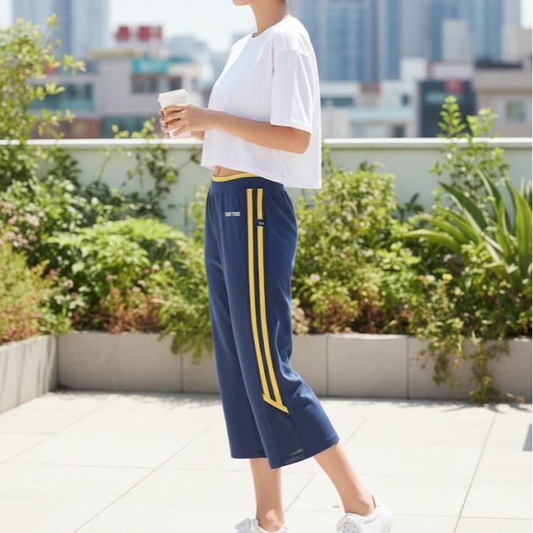 FP68008-7 Women's Classic Cotton Capri Pants in Yelloe & White Lining Color