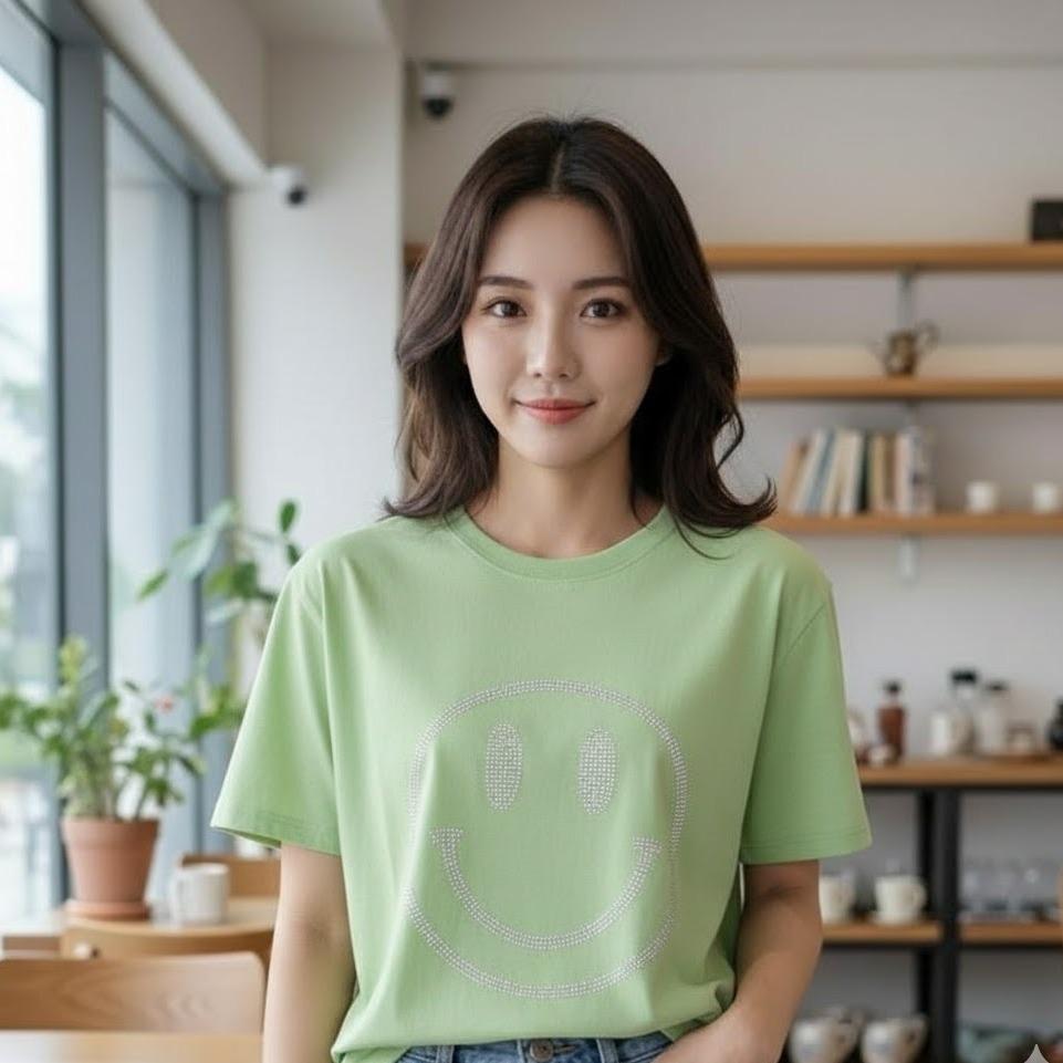 509SMILEY Women's Cotton Cool-toned Bling Tee Shirt