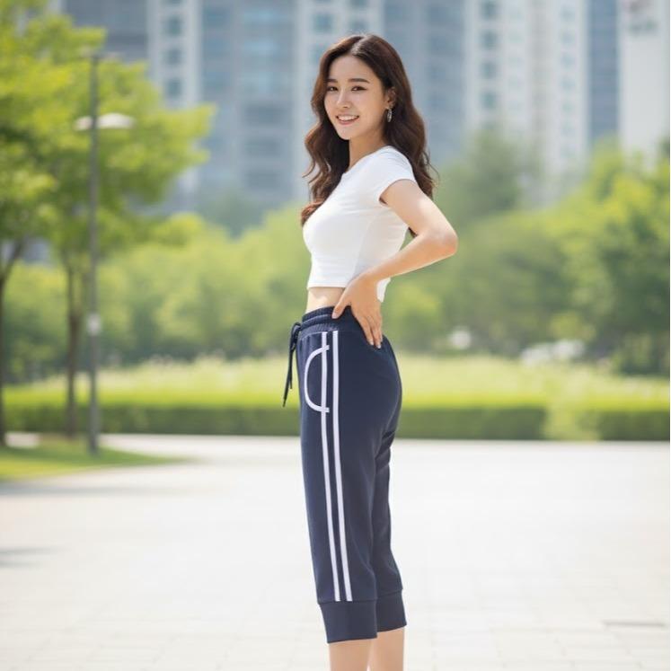FPA087 Women's Classic Cotton Capri Pants with White & Yellow Sides Lining