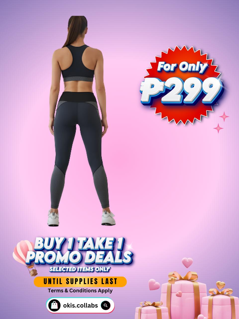 [BUY 1 TAKE 1 FREE] Women's Cotton Sports Wear Leggings Black Color